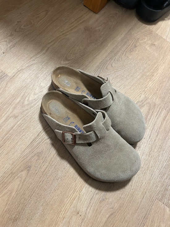 Birkenstock Shoes - Birkenstock Boston Clogs in Taupe Suede